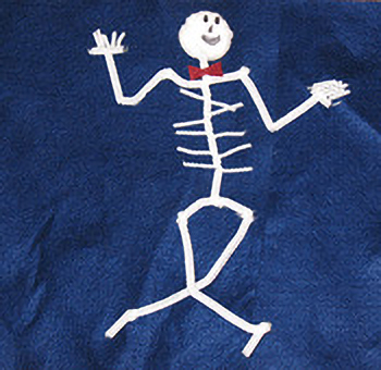 an example of a skeleton made out of pipe cleaners