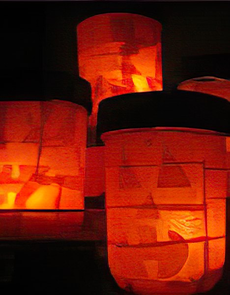 an example of a pumpkin luminaries lit up in the dark