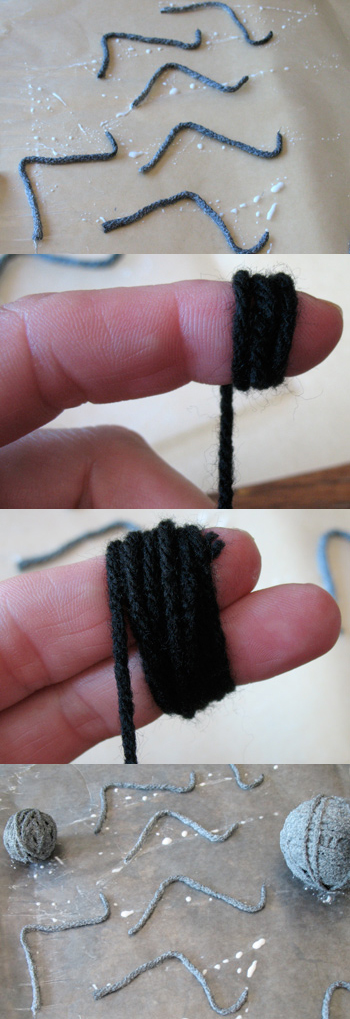 a series of photos showing how to make a yarn spider