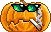 a jack-o-lantern smilie with sunglasses and smoking a cigarette