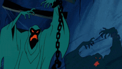 a 'ghost' from Scooby Doo, shaking chains